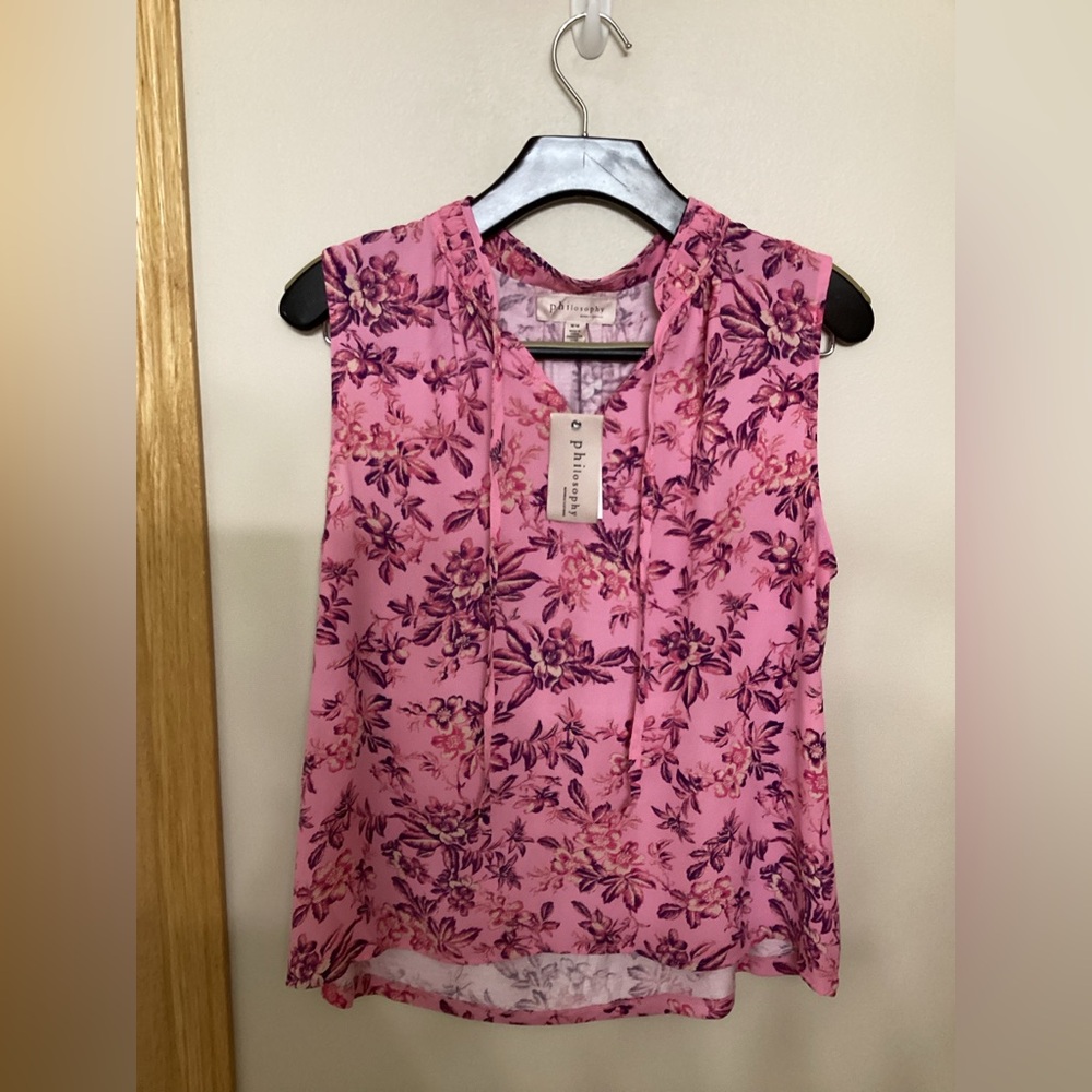 Philosophy Pink Floral Sleeveless Top